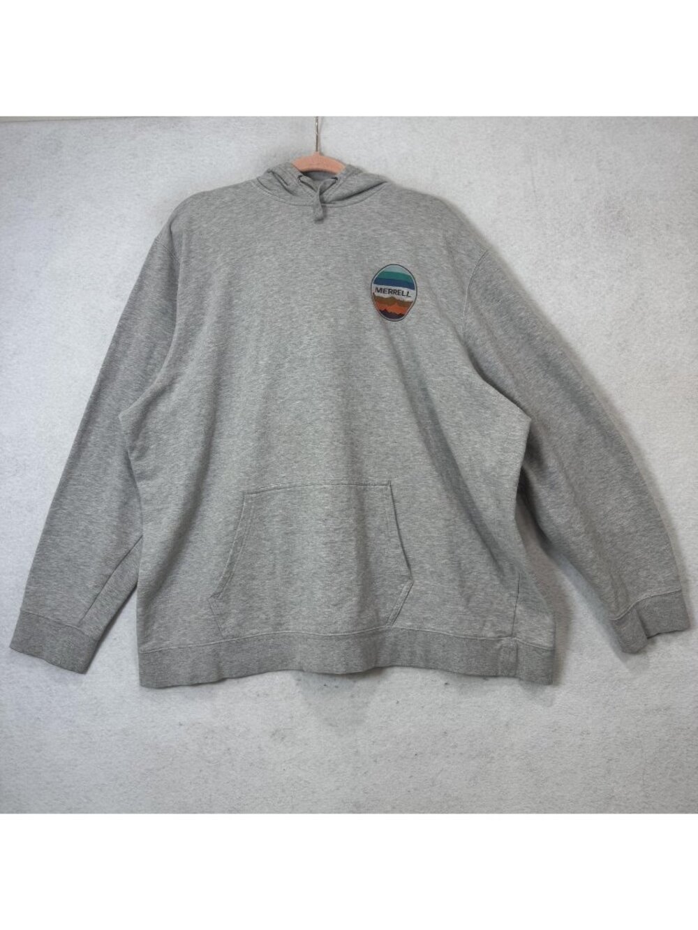 Merrell Hoodie Mens 2XL Gray Fleece Pullover Kangaroo Pocket Outdoor Logo
